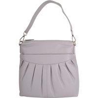 VALITA Women's Soft Leather Ruched Detail Detachable Strap Cross Body Shoulder Bag in Light Grey