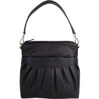VALITA Women's Soft Leather Ruched Detail Detachable Strap Cross Body Shoulder Bag in Black