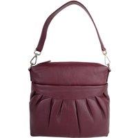 VALITA Women's Soft Leather Ruched Detail Detachable Strap Cross Body Shoulder Bag in Burgundy