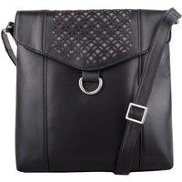 VALITA Women's Leather Magnetic Fastening Adjustable Strap Cross Body Shoulder Bag in Black