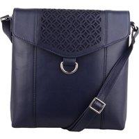VALITA Women's Leather Magnetic Fastening Adjustable Strap Cross Body Shoulder Bag in Navy