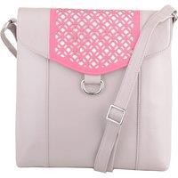 VALITA Women's Leather Magnetic Fastening Adjustable Strap Cross Body Shoulder Bag in Ivory