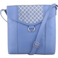 VALITA Women's Leather Magnetic Fastening Adjustable Strap Cross Body Shoulder Bag in Blue
