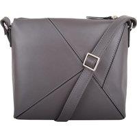 VALITA Women's Genuine Soft Leather Crossbody Shoulder Triangle Panel Handbag in Grey