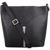 VALITA Women's Soft Genuine Leather Cross Body Shoulder Bag, Contrast Colour Panel in Black