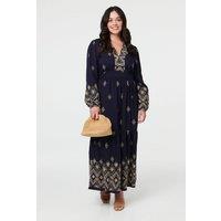 Izabel London Women's Curve Border Print V-Neck Maxi Dress | Size: 20