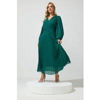 Yours Women's Maxi Pleated Dress in Teal | Size: 20