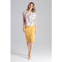 Love Lace Women's Classic Knee Length Pencil Skirt Back Overlap in Yellow | Size: Medium