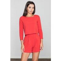 Love Lace Women's Elegant Two Piece Split Back Short Suit in Red | Size: XL