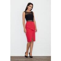 Love Lace Women's Classic Cotton Skirt With Front Flap Belt in Red | Size: XL