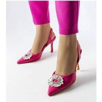 Love Lace Women's Elegant Zircon High Heel Pumps with Slip On Comfort for Summer in Pink | Size: 6.5