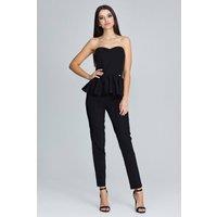 Love Lace Women's Straight Trousers Corset Set with Frill in Black