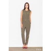 Love Lace Women's Sleeveless overalls zipper waist buckle in Green | Size: Small