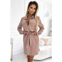 Love Lace Women's Beige Shirt Dress with Pockets Binding | Size: Medium