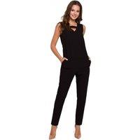 Love Lace Women's Elegant Loose Fit Overalls With Modern Neckline in Black | Size: Large