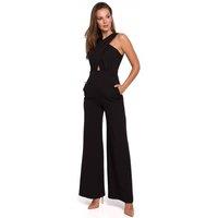 Love Lace Women's Crosswise Striped Overalls for Events in Black | Size: Large