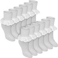 Sock Snob Girl's 12 Pack Baby White Soft Frilly Lace Socks | Size: 2-3 Years