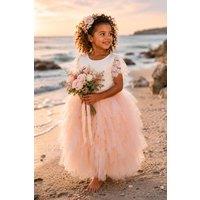 UK Flower Girl Boutique Girl's Bohemian Princess Dress in Peach | Size: 12-24 m
