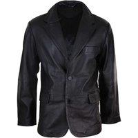 TruClothing Men's Classic Leather 2 Button Blazer Vintage in Black | Size: 5XL