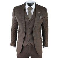 TruClothing Men's AK Collection Herringbone Tweed 3 Piece Suit in Brown | Size: 40R