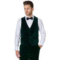 XPOSED Men's Elegant Velvet Waistcoat in Green | Size: 48R