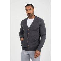 AARHON Men's Knit Lightweight Classic V Neck Cardigan in Charcoal | Size: Medium