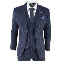 TruClothing Men's AK Collection Herringbone Tweed 3 Piece Suit in Blue | Size: 42R