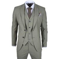 TruClothing Men's TP-20 - 3 Piece Linen Summer Suit in Green | Size: 44R