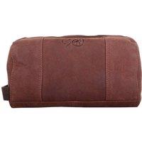 VALITA Men's Leather Travel Holiday Work Wash Bag with Distressed Look in Tan