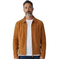 Infinity Leather Men's Goat Suede Leather Harrington Biker Jacket - Bursa in Tan | Size: Large