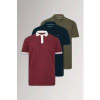 BadRhino Men's 3 Pack Multipack Polo Shirts in Dark Red | Size: 4XL