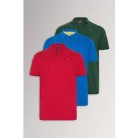 BadRhino Men's 3 Pack Contrast Polo Shirts in Red | Size: 3XL