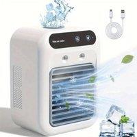 Rolipo Portable USB Air Cooler with Mist, 2 Speeds, 1800mAh Battery in White
