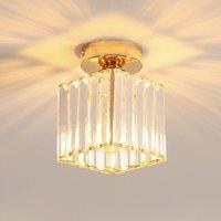 Pheashine Gold Square Ceiling Light, E27 Base 131317.5cm Crystal Lamp, Bulb Not