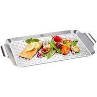 Gefu BBQ Large Stainless Steel Grill Pan for Vegetables, Fish & Meat in Silver
