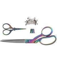 Milward Set: Dressmaking (21.5cm) & Embroidery (9.5cm), Thimble & Pins: Rainbow