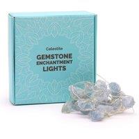 KDMD Celestite & Rose Quartz Gemstone Enchantment Lights USB LED Decor in Light Blue