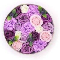 KDMD Lavender Rose & Carnation Soap Flower Gift Box Royal Purple Elegance