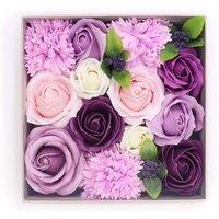 KDMD Lavender Rose & Carnation Gift Box Purple Floral Soap Arrangement
