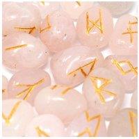 KDMD Rose Quartz Rune Stone Set in Pouch Mystical Divination & Tarot in Pink