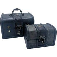 KDMD Set of 2 Grey Treasure Chests for Stylish Storage & Decor