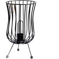 KDMD Tall Industrial Iron Brazier Lamp with Bulb in Black