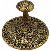 KDMD Brass Effect Mushroom Incense Holder Nature Inspired Decor in Gold