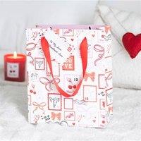 KDMD Valentine's Day Postage Stamp Gift Bag Love Letter Design 23cm in White