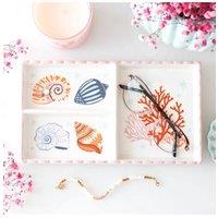 KDMD Pastel Shell & Coral Trinket Tray Ceramic Jewelry Organizer