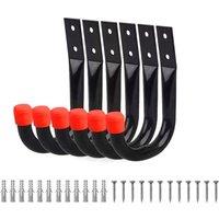 KDMD 6Pack Heavy Duty Wall Mount Steel Utility Hooks Organizer in Black