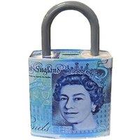KDMD Large Padlock Shape Money Tin Bank Piggy Bank With Handle in Blue