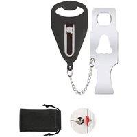 KDMD Portable Travel Door Lock Double Buckle Security Privacy Black