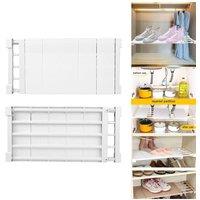 KDMD Adjustable Extendable Closet Divider Storage Shelf Rack in White