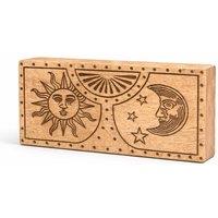 KDMD Sun Moon Carved Crystal & Stone Storage Box with Compartments in Brown